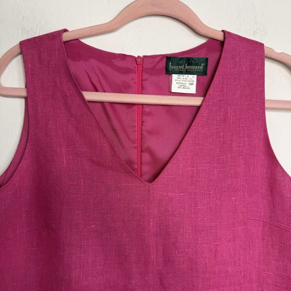 Harve Bernard Vintage Sz 10P Pure Linen Pink Structured Crop Tank Top Barbiecore - Picture 4 of 11
